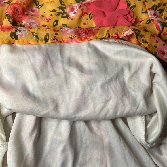 Little Lass Girls Dress Bell Ruffled Sleeves Sequins Golden Yellow 6 - Picture 6 of 6